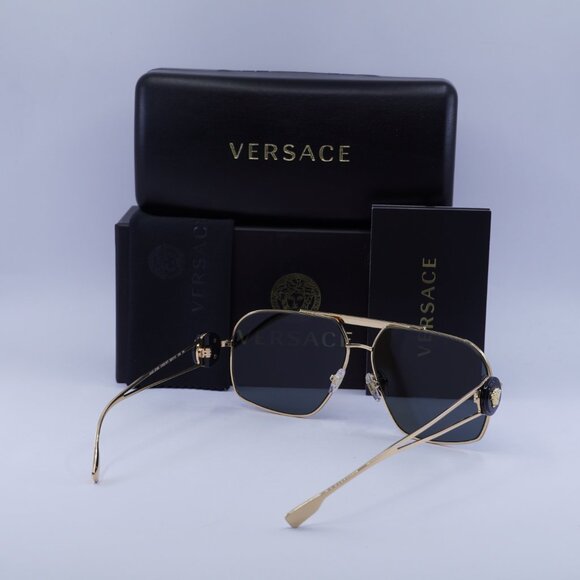 🕶️ New Versace VE2269 100287 Sunglasses - Gold Frame, Grey Lenses - Picture 10 of 10